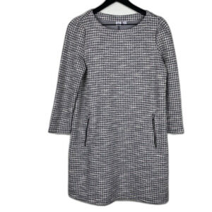 Gap Dress NWT  Size M Petite Shift Tweed Houndstooth Black Silver
